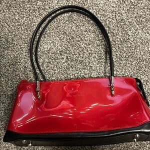 Beijo Glossy Red and Black Shoulder Bag